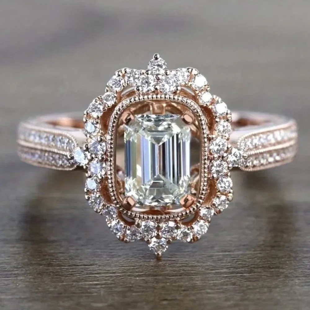 Elegant Rose Gold over Copper CZ Ring Size 8